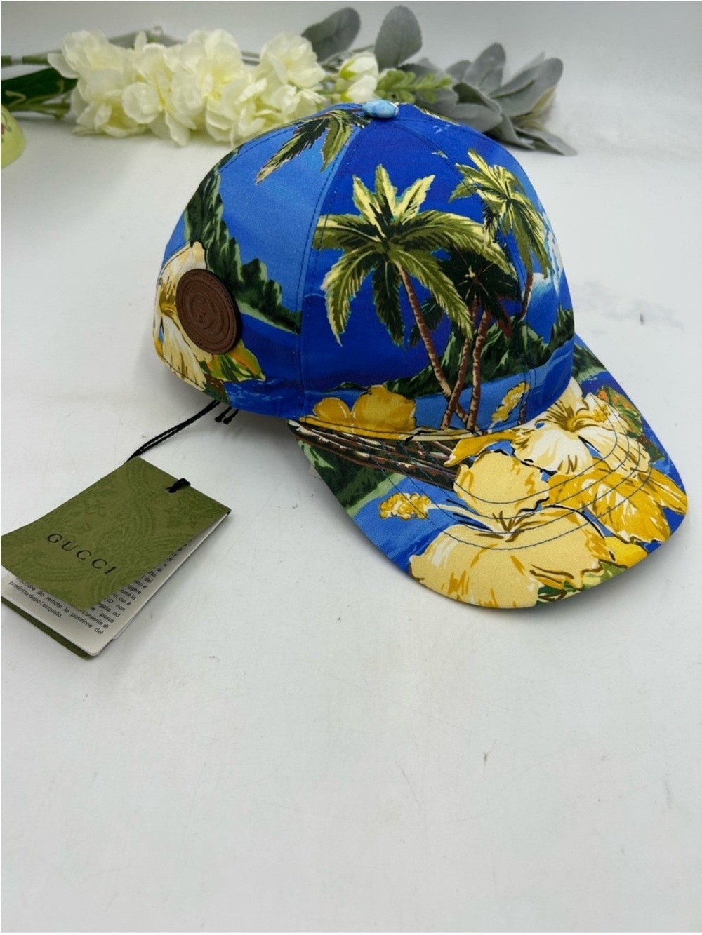 Unisex, Gucci, Hawaiian print baseball cap size small adjustable made in Italy